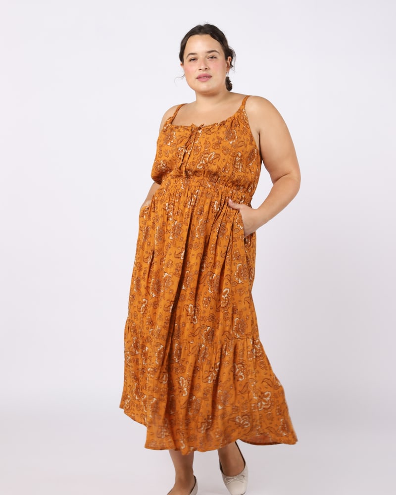 Plus size model wearing Avery Tie Front Maxi Dress With Belt by DEX PLUS | Dia&Co | dia_product_style_image_id:206173